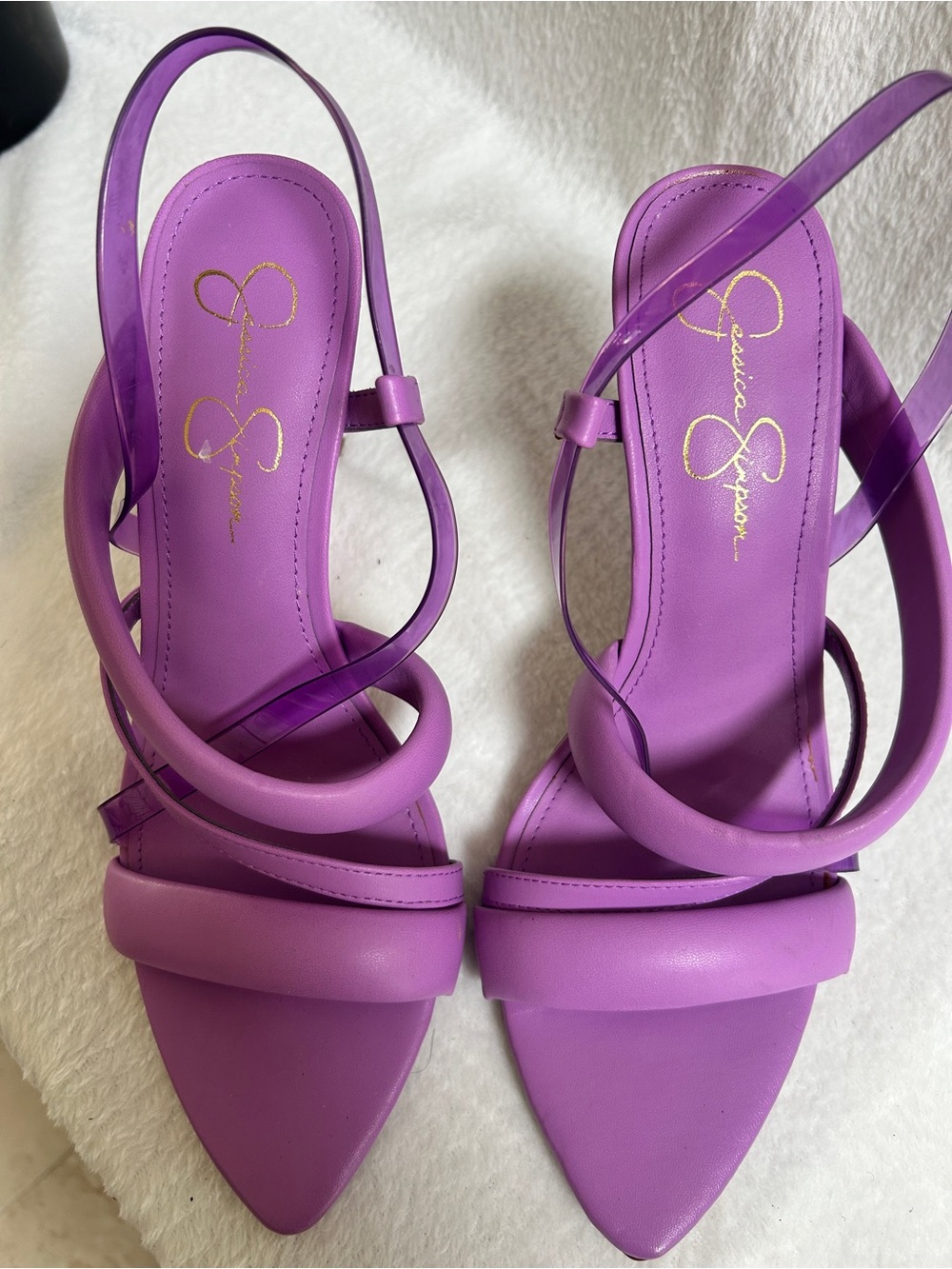 Jessica Simpson Lilac Strappy Pointed-Toe Heels
